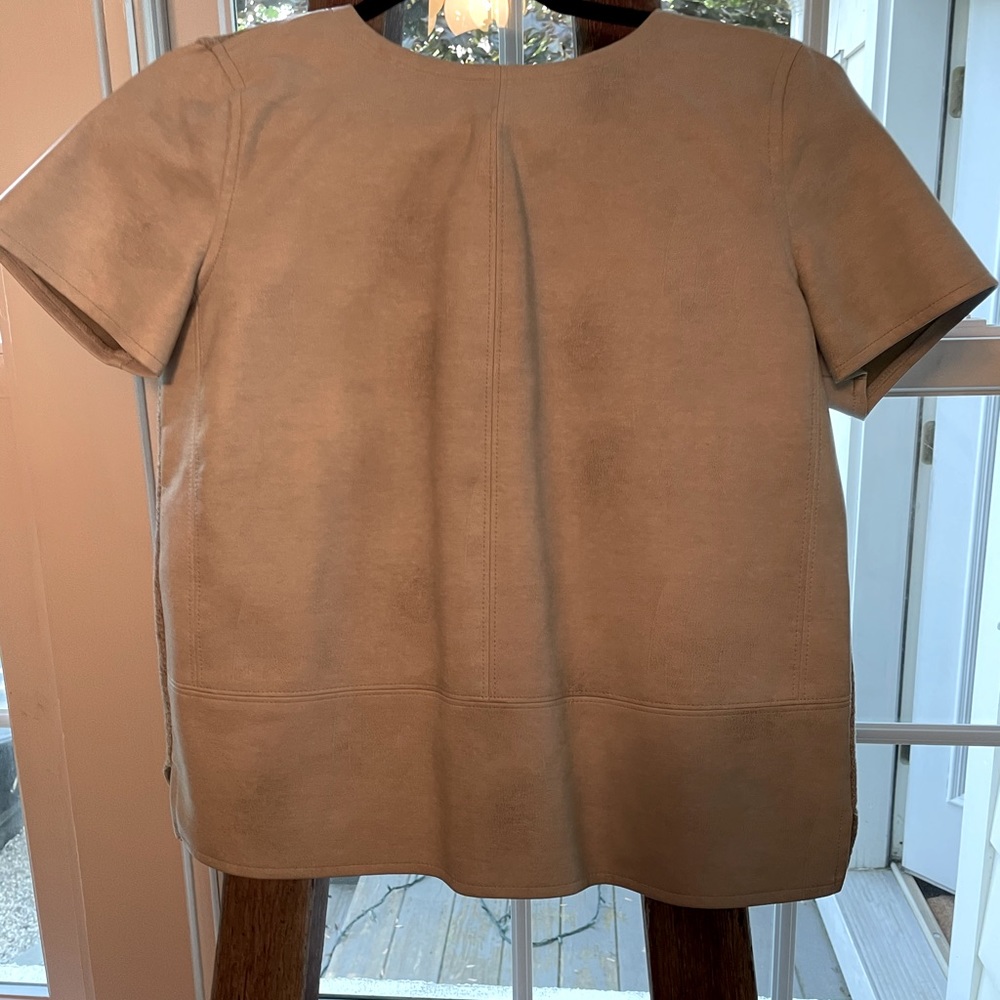 Loft half faux leather/ sweater material crop top